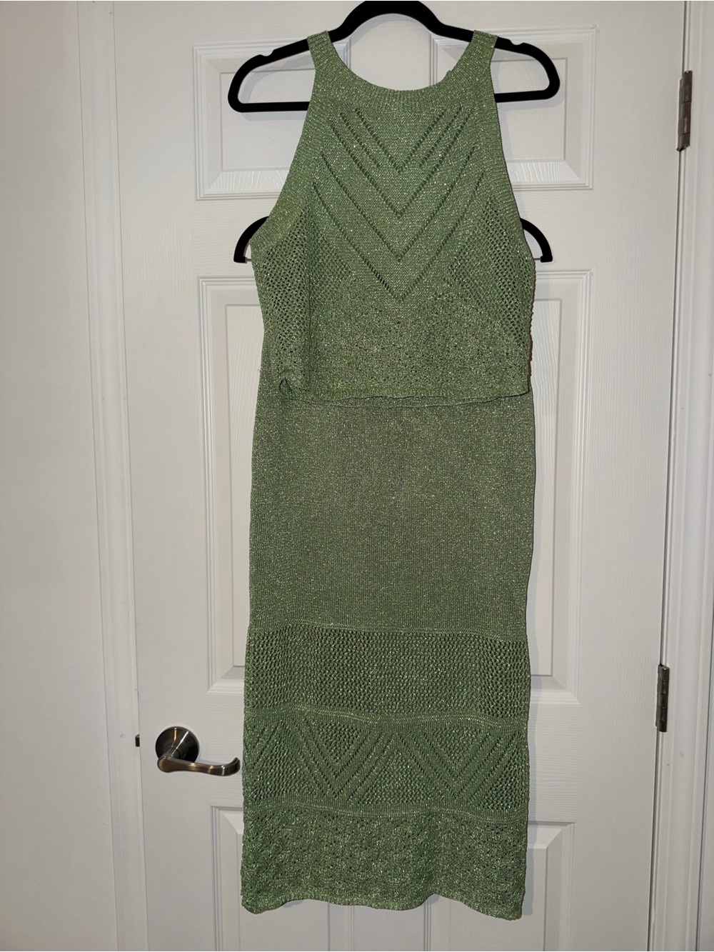 Green Knit Midi Skirt 2 piece set